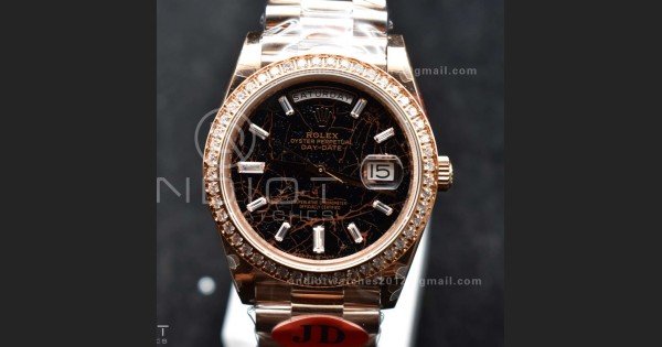 DayDate 40 RG JDF 904L Steel Meteorite Dial Crystal Markers On President Bracelet A3255