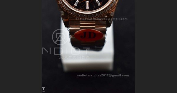 DayDate 40 RG JDF 904L Steel Meteorite Dial Crystal Markers On President Bracelet A3255