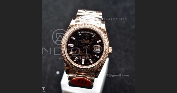 DayDate 40 RG JDF 904L Steel Meteorite Dial Crystal Markers On President Bracelet A3255