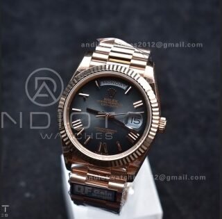 DayDate 40 RG QF Best Edition 904L Steel Slate Ombre Dial on President Bracelet A2836 V4 (Gain Weight)