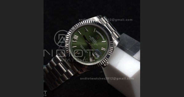 DayDate 40 SS GSF Gain Weight Green Roman Dial Bezel on President Bracelet A2836