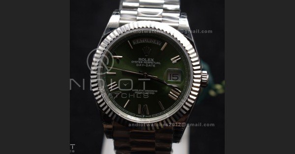 DayDate 40 SS GSF Gain Weight Green Roman Dial Bezel on President Bracelet A2836