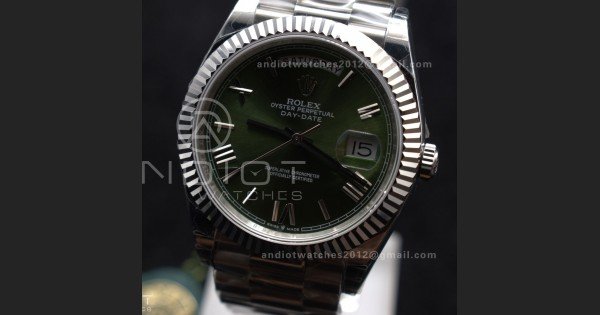 DayDate 40 SS GSF Gain Weight Green Roman Dial Bezel on President Bracelet A2836