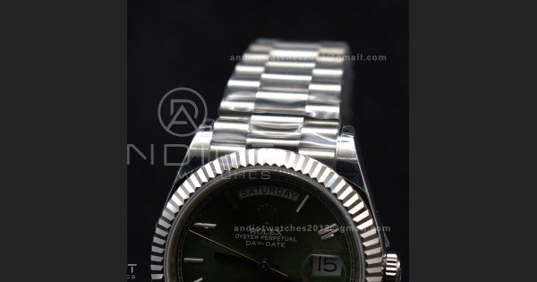 DayDate 40 SS GSF Gain Weight Green Roman Dial Bezel on President Bracelet A2836