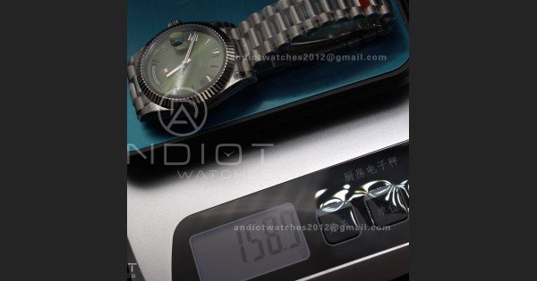 DayDate 40 SS GSF Gain Weight Green Roman Dial Bezel on President Bracelet A2836