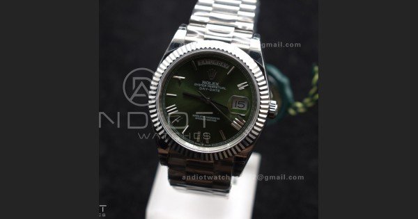 DayDate 40 SS GSF Gain Weight Green Roman Dial Bezel on President Bracelet A2836