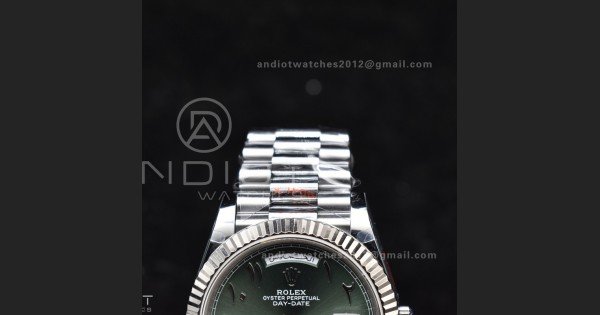 DayDate 40 SS JDF 904L Steel Green Arabic Dial on President Bracelet VR3255 V3 (Gain Weight)