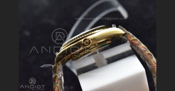 DayDate 40 YG GMF Plated 904L Steel Black Dial Crystal Markers On President Bracelet A2836 V2