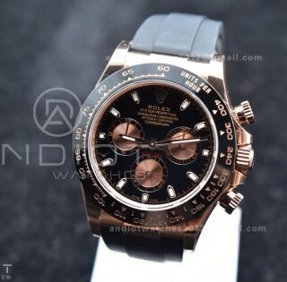 Daytona 116515 BTF 1:1 Best Edition Black/RG Dial on Oysterflex Rubber Strap SA4130