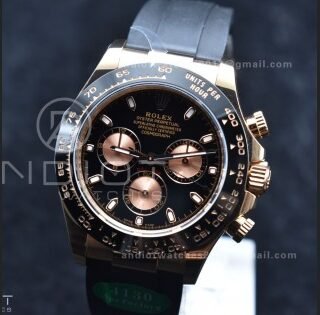 Daytona 116518 APSF 1:1 Best Edition Black/RG Dial on Oysterflex Rubber Strap SH4130