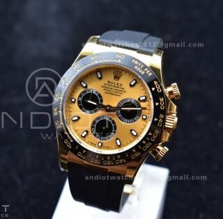 Daytona 116518 BTF 1:1 Best Edition YG/Black Dial on Oysterflex Rubber Strap SA4130