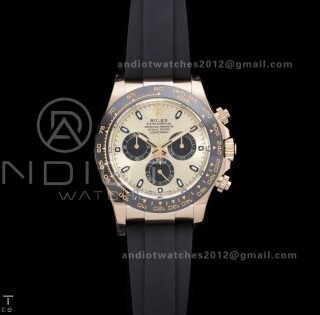 Daytona 116518 BTF 1:1 Best Edition YG/Black Dial on Oysterflex Rubber Strap DD4130