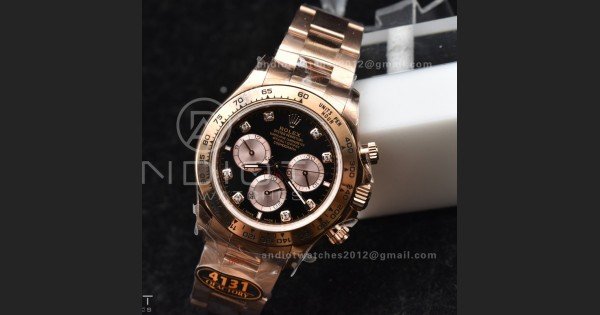 Daytona 126505 QF 1:1 Best Edition Black/RG Diamonds Dial on RG Braclet SH4131 V5