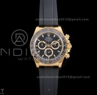 Daytona 126518 Gain Weight VSF 1:1 Best Edition Black Dial Gold Rim Black Sub-dial Stick Marker on Oyster-flex Strap DD4131