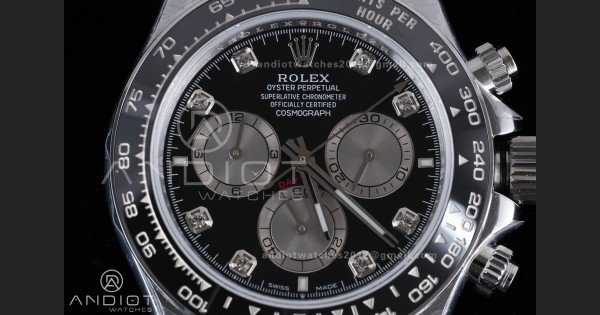 Daytona 126519 QF 1:1 Best Edition Black/Silver Diamonds Dial on Oysterflex Strap QF4131 V10 (Gain Weight)