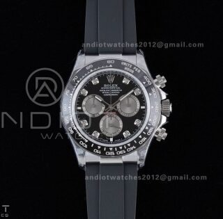 Daytona 126519 QF 1:1 Best Edition Black/Silver Diamonds Dial on Oysterflex Strap QF4131 V10 (Gain Weight)
