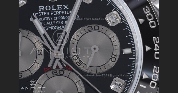 Daytona 126519 QF 1:1 Best Edition Black/Silver Diamonds Dial on Oysterflex Strap QF4131 V10 (Gain Weight)