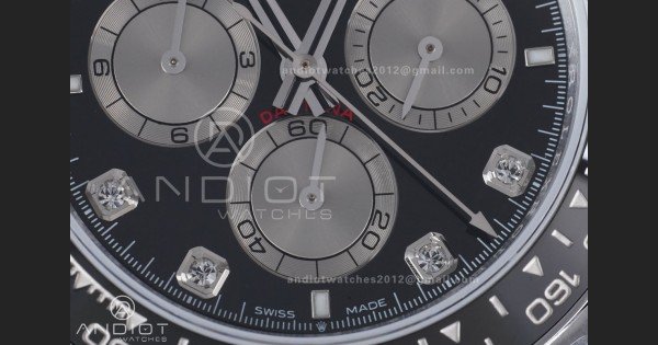 Daytona 126519 QF 1:1 Best Edition Black/Silver Diamonds Dial on Oysterflex Strap QF4131 V10 (Gain Weight)