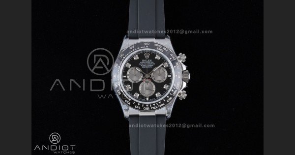 Daytona 126519 QF 1:1 Best Edition Black/Silver Diamonds Dial on Oysterflex Strap QF4131 V10 (Gain Weight)