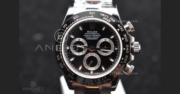 Daytona SS TWF Black Ceramic Bezel Black Dial on SS Bracelet A7750