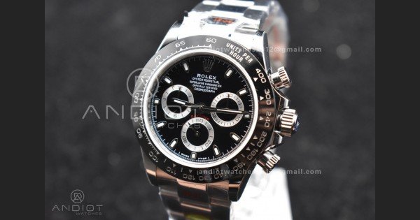 Daytona SS TWF Black Ceramic Bezel Black Dial on SS Bracelet A7750
