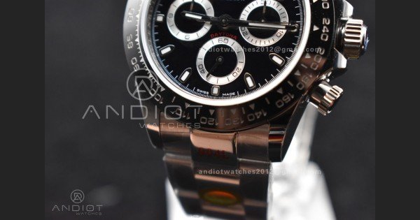 Daytona SS TWF Black Ceramic Bezel Black Dial on SS Bracelet A7750