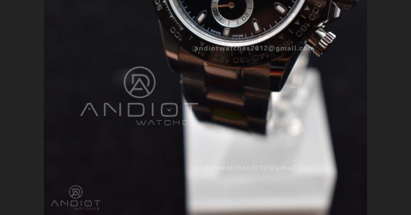 Daytona SS TWF Black Ceramic Bezel Black Dial on SS Bracelet A7750