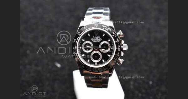 Daytona SS TWF Black Ceramic Bezel Black Dial on SS Bracelet A7750