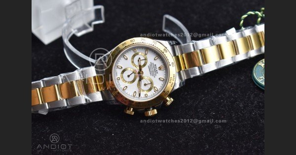 Daytona SS/YG TWF YG Bezel White Dial on SS/YG Bracelet A7750