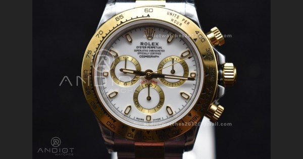 Daytona SS/YG TWF YG Bezel White Dial on SS/YG Bracelet A7750