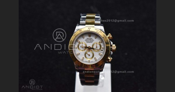 Daytona SS/YG TWF YG Bezel White Dial on SS/YG Bracelet A7750