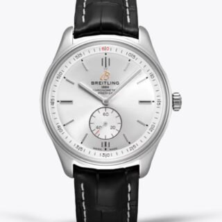 Elegant Swiss Replica Breitling Premier A37340351G1P2 – Luxury 40mm Silver Dial Watch with Black Leather Strap