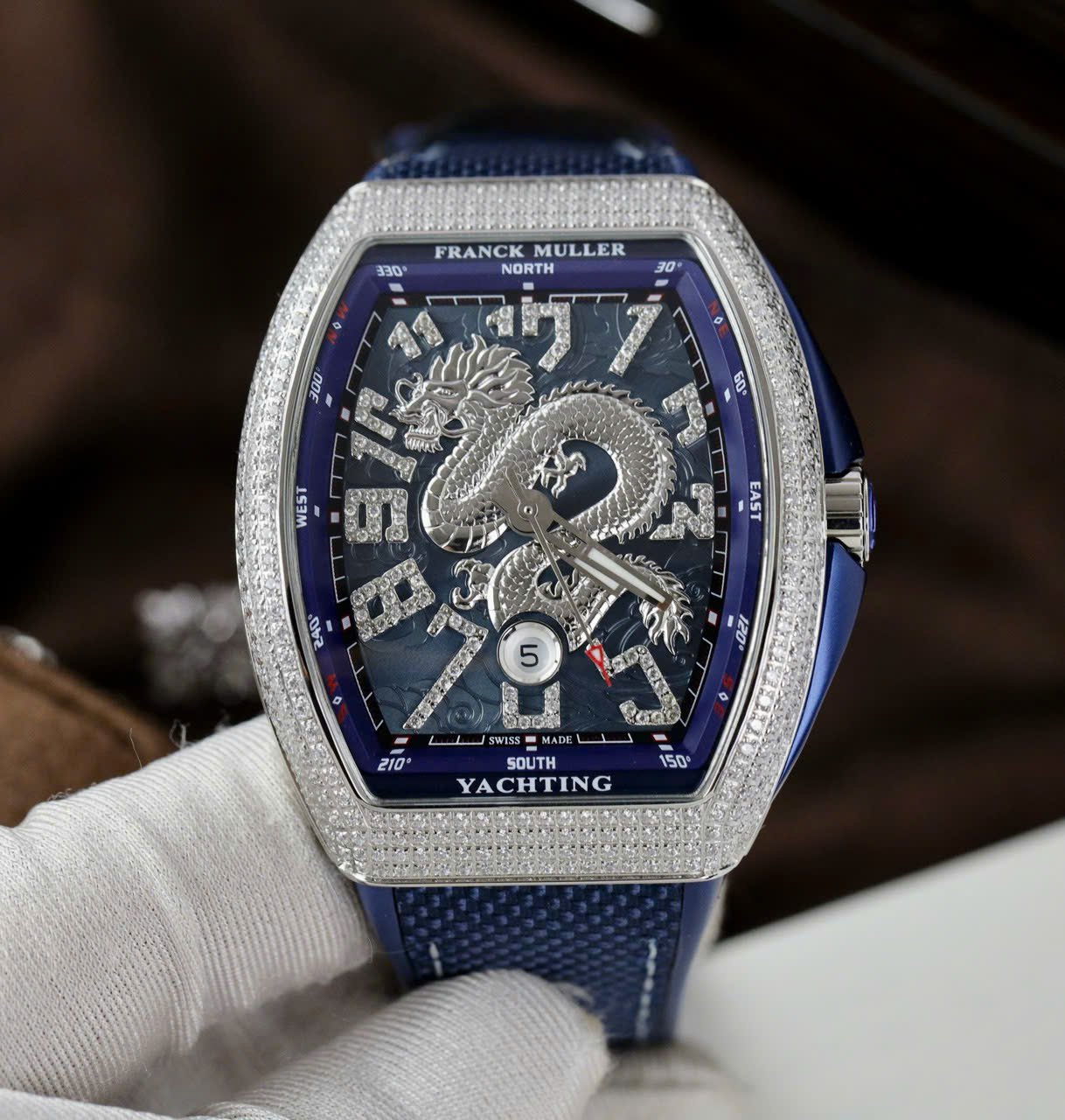 Franck Muller V45 Copies Watches Dragon Dial Blue ABF Factory 45mm - Đồng Hồ Replica 1:1