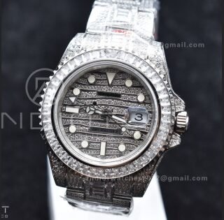 GMT 40mm Full Diamonds SS AMGF Best Edition Diamond Dial On Bracelet On VR3186