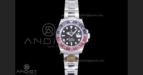 GMT-Master II 126710 BLRO Blue/Red V3 904L SS QF 1:1 Pepsi Best Edition Black Dial On Oyster Bracelet DD3285