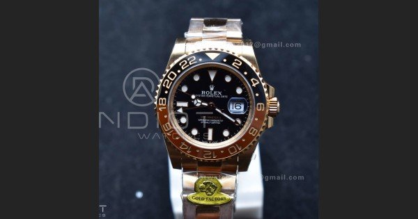 GMT Master II 126715 CHNR Gain Weight Gold Factory 1:1 Best Edition Black Dial on RG Bracelet VR3285 CHS