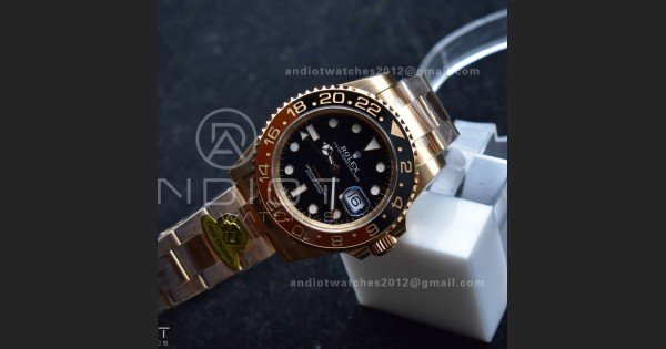 GMT Master II 126715 CHNR Gain Weight Gold Factory 1:1 Best Edition Black Dial on RG Bracelet VR3285 CHS