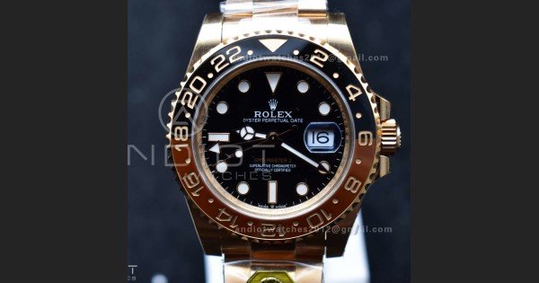 GMT Master II 126715 CHNR Gain Weight Gold Factory 1:1 Best Edition Black Dial on RG Bracelet VR3285 CHS