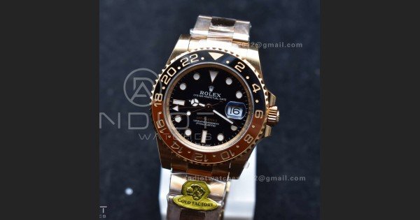 GMT Master II 126715 CHNR Gain Weight Gold Factory 1:1 Best Edition Black Dial on RG Bracelet VR3285 CHS