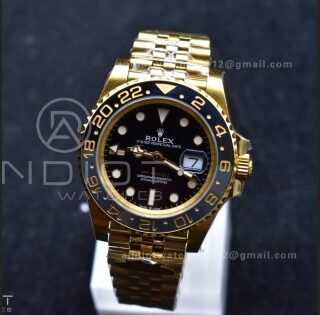 GMT Master II 126718 GRNR Gain Weight Gold Factory 1:1 Best Edition Black Dial on YG Jubilee Bracelet VR3285 CHS