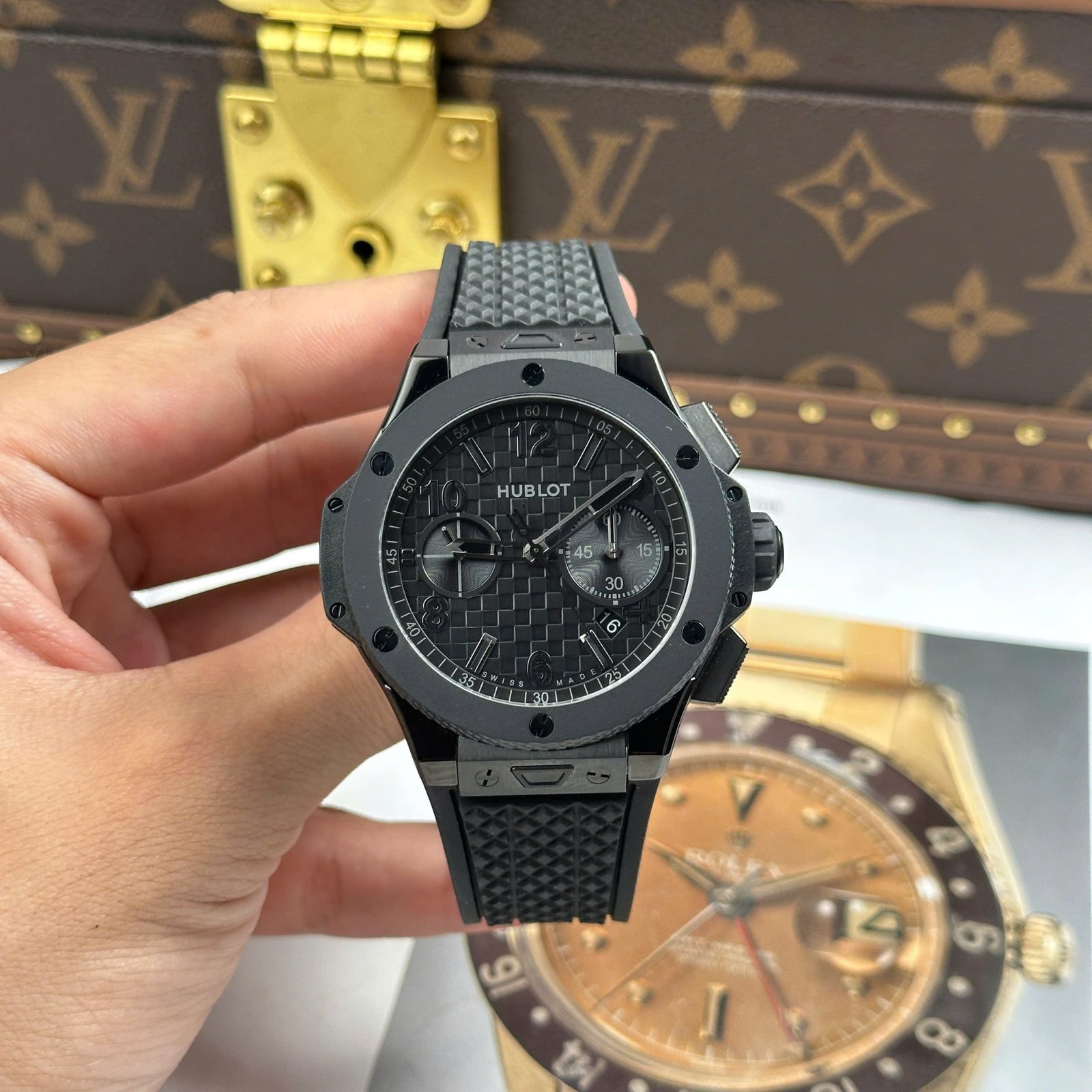Hublot Big Bang 20th Anniversary Ceramic All Black Chronograph Best Replicas BBA Factory 43mm - Đồng Hồ Replica 1:1