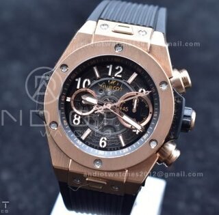 Hublot Big Bang Unico RG ZF 1:1 Best Edition Skeleton Dial on Black Rubber Strap A1280