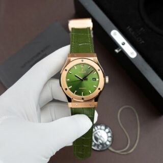 Hublot Classic Fusion King Gold Replica Watch Green Dial Movement SW300 Swiss Made 42mm - Đồng Hồ Replica 1:1