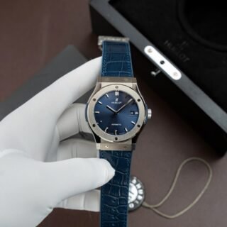 Hublot Classic Fusion Titanium Blue Replica Watches Movement SW300 Crocodile Leather Strap 42mm - Đồng Hồ Replica 1:1