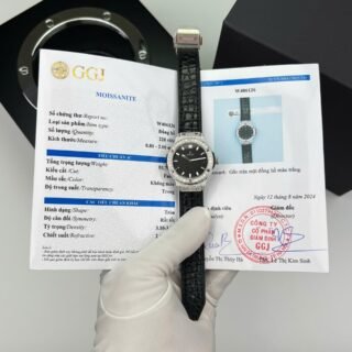 Hublot Classic Fusion Titanium Replica Wacth Black Custom Moissanite Diamonds 33mm - Đồng Hồ Replica 1:1