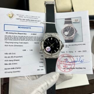 Hublot Orlinski Replica Watch Black Dial Custom Moissanite Diamonds APS Factory 40mm - Đồng Hồ Replica 1:1
