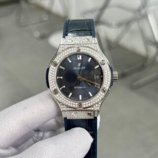 Hublot Replica 11 Watch With Full Diamond Case Blue HB Factory 38mm - Đồng Hồ Replica 1:1
