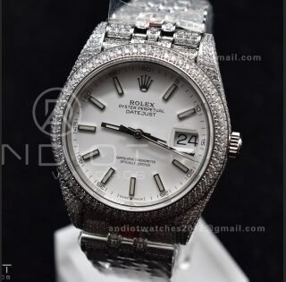 JDF 41mm Best Version Diamond DateJust White Stick Markers