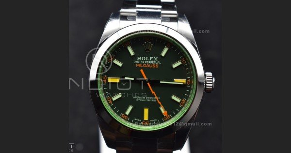 Milgauss 116400 GV Real Green Sapphire 904L SS VSF 1:1 Best Edition Black Dial on 904L SS Bracelet SA3131