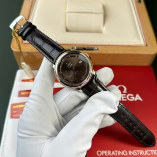 Omega De Ville Prestige Power Reserve Replica 11 Watch Dial Chocolate Leather Strap 39.5mm - Đồng Hồ Replica 1:1